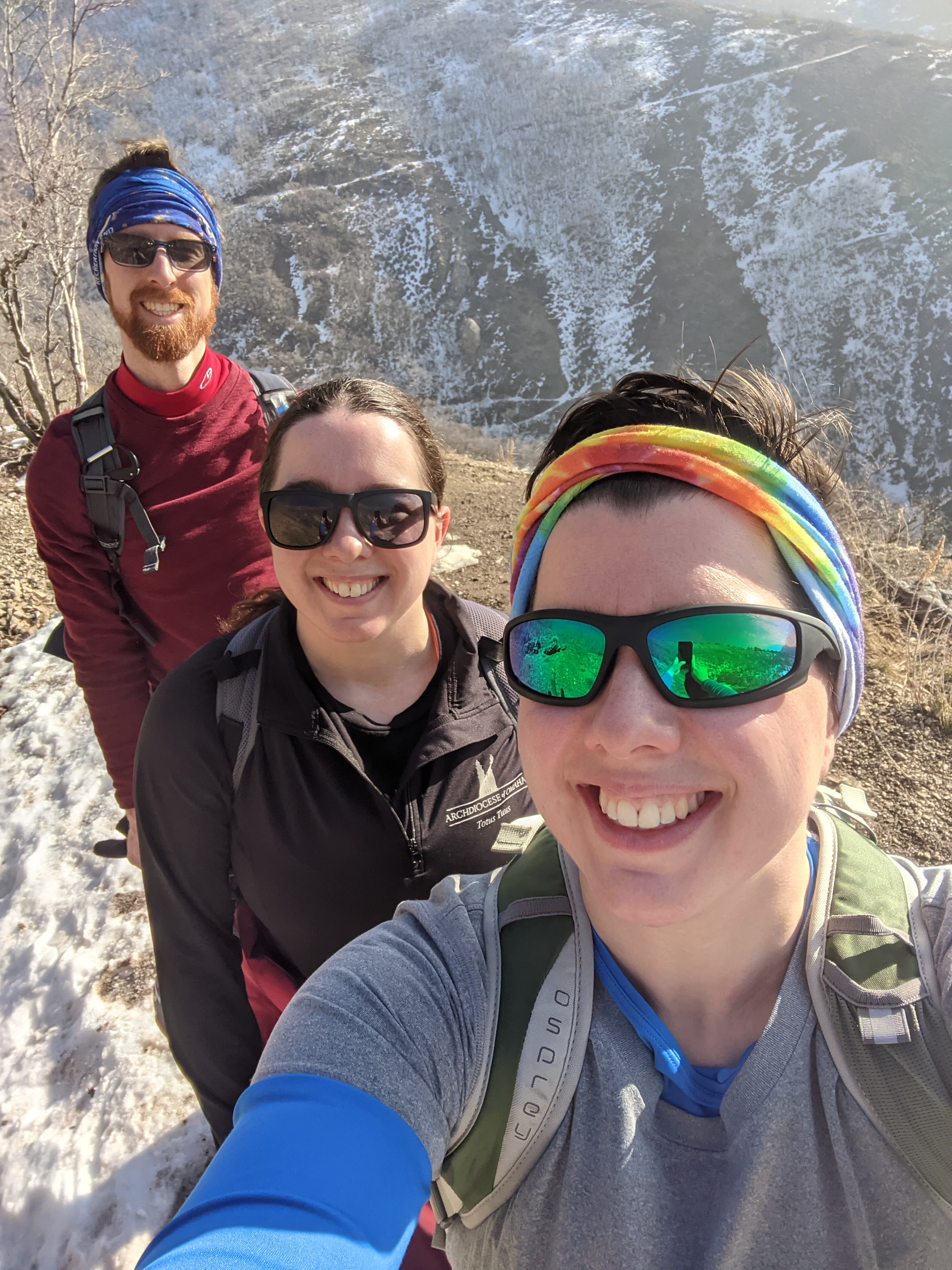 Hiking with my husband and my sister 