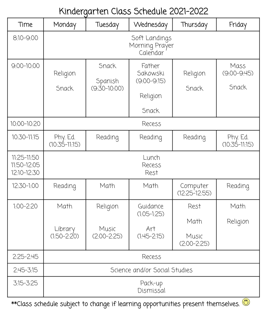 Kayla Woletz Class Schedules Regis Catholic Schools